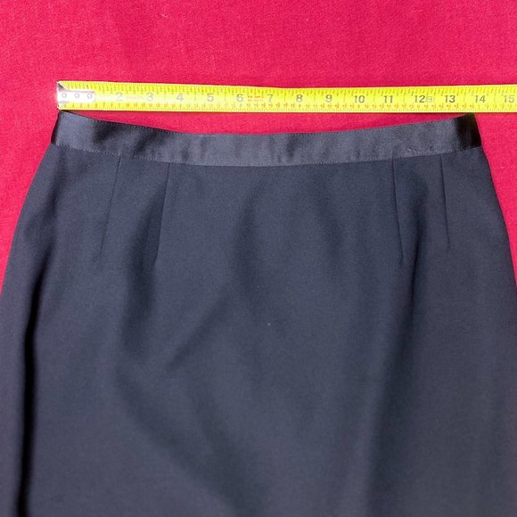 Vintage Black Pencil Women's Skirt Satin Style Lining & Band Jones Nine West 12 - Picture 4 of 9